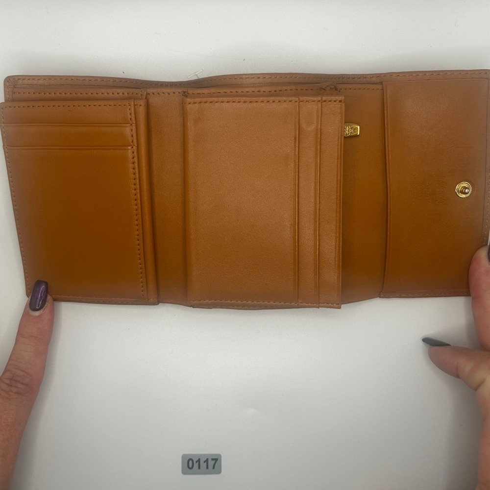 MCM Wallet‎ Trifold Cognac Visetos Leather Green Stripe #117 - Picture 9 of 9